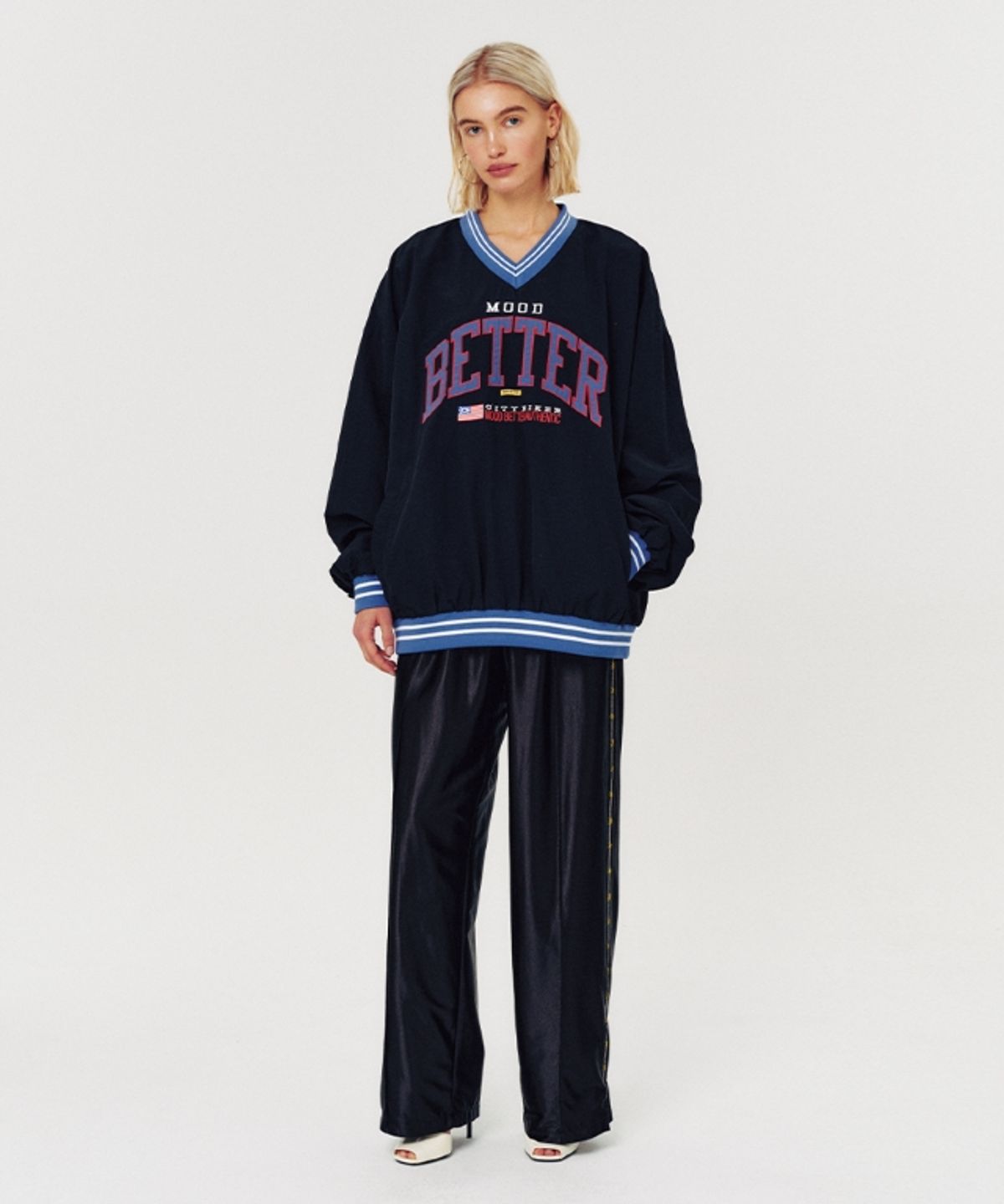 무드베러(MOODBETTER) LOGO NYLON JERSEY CHARCOAL