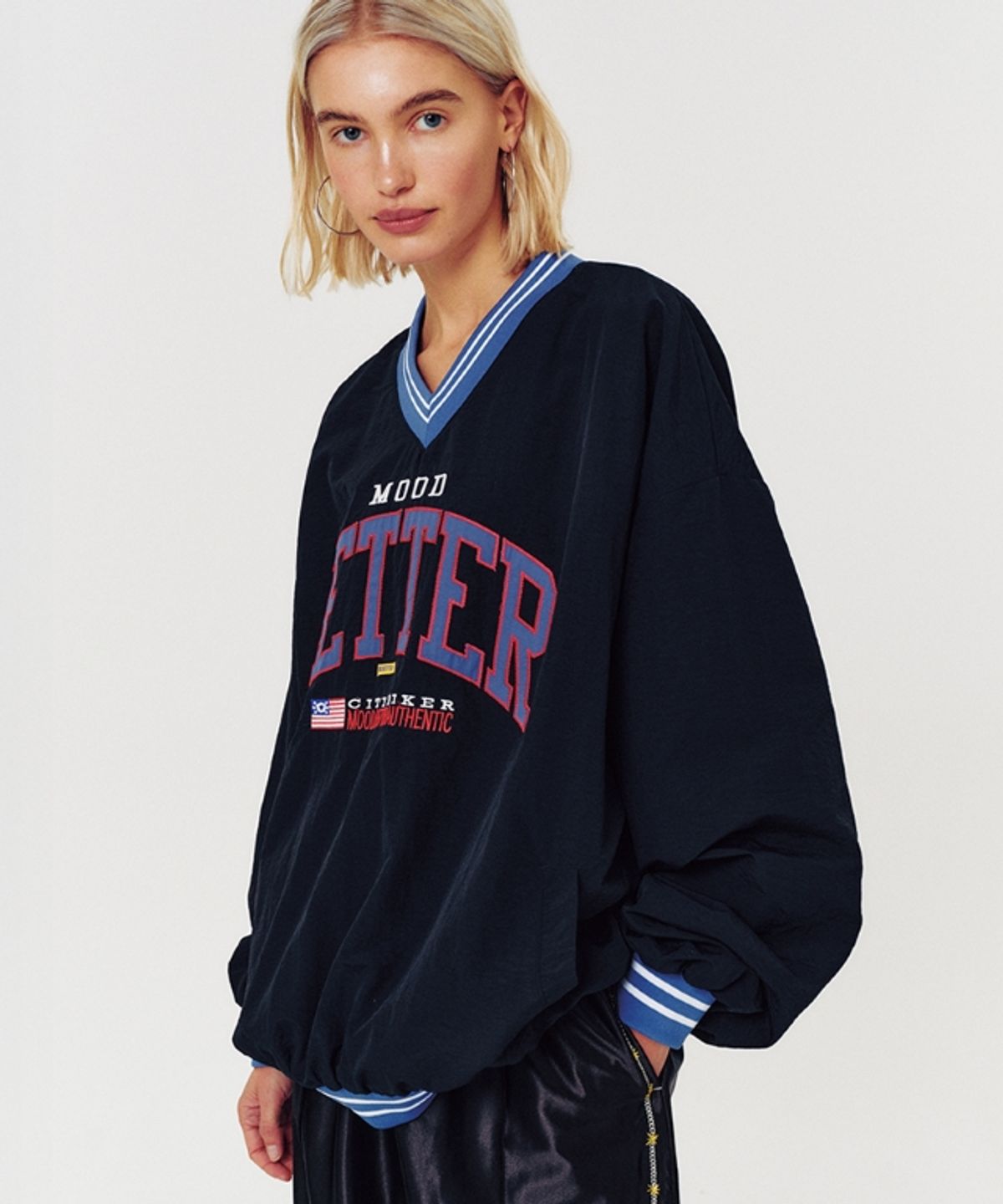 무드베러(MOODBETTER) LOGO NYLON JERSEY CHARCOAL