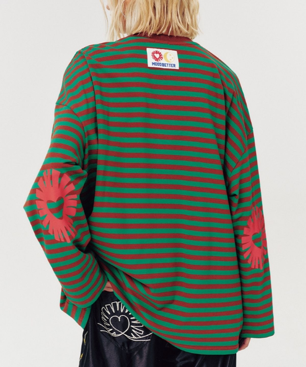 무드베러(MOODBETTER) SUNRISE ELBOW STRIPE LONG SLEEVE GREEN