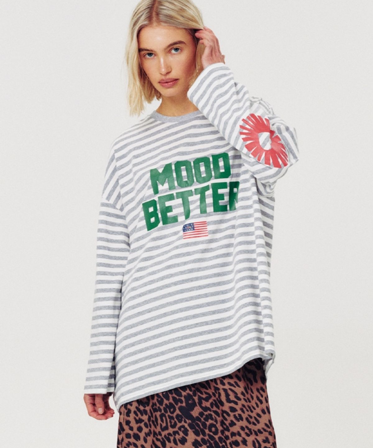 무드베러(MOODBETTER) SUNRISE ELBOW STRIPE LONG SLEEVE GREY