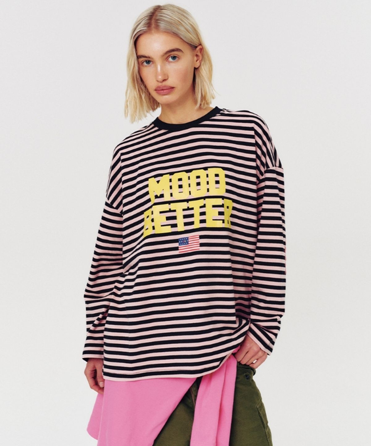 무드베러(MOODBETTER) SUNRISE ELBOW STRIPE LONG SLEEVE PINK