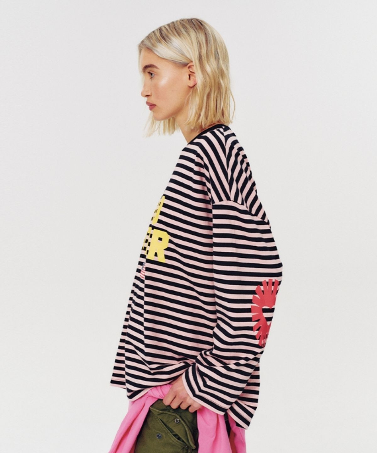 무드베러(MOODBETTER) SUNRISE ELBOW STRIPE LONG SLEEVE PINK