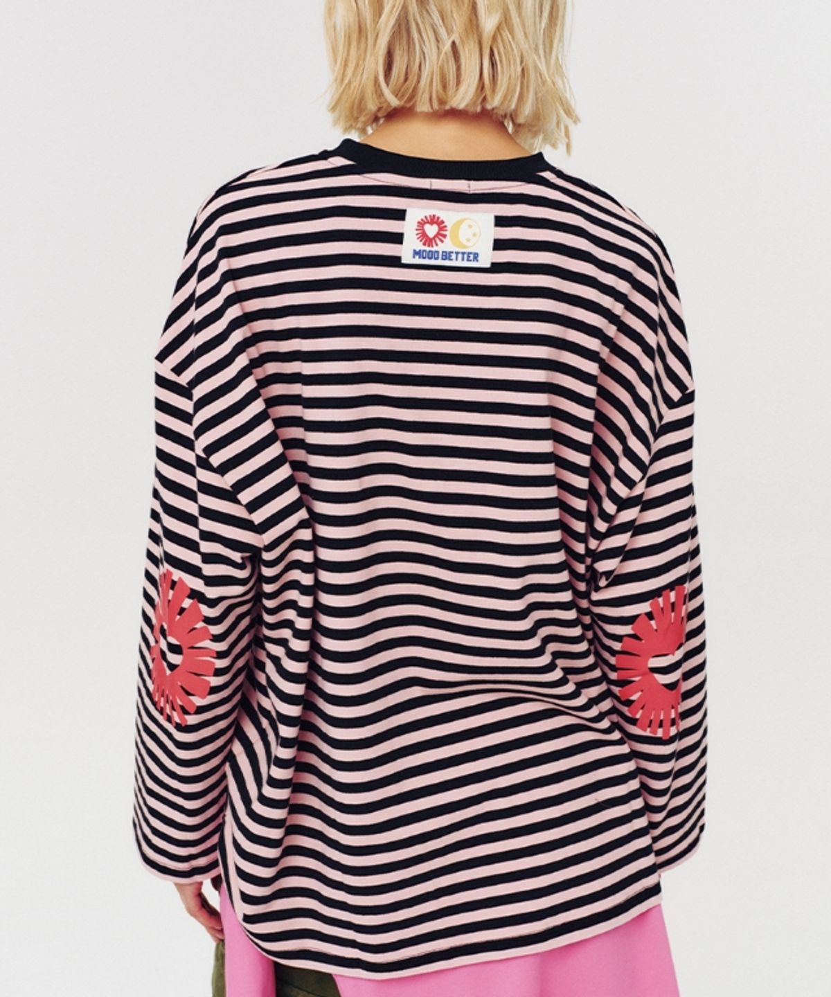무드베러(MOODBETTER) SUNRISE ELBOW STRIPE LONG SLEEVE PINK