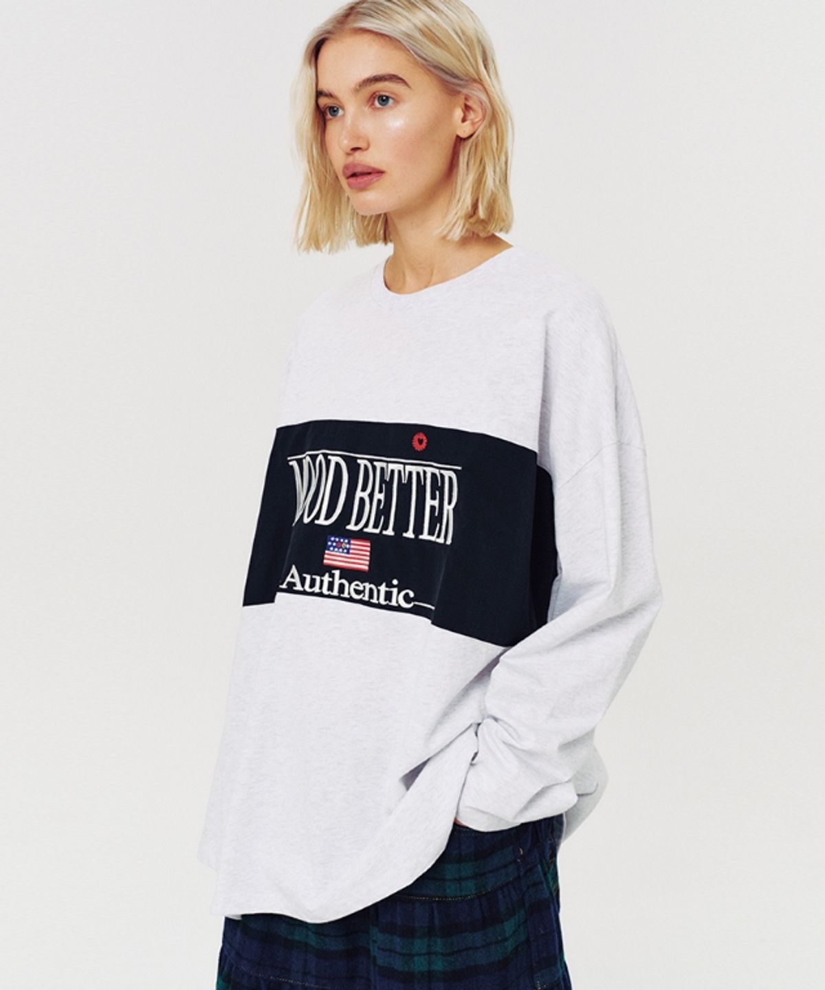 무드베러(MOODBETTER) VINTAGE AUTHENTIC LONG SLEEVE WHITE MELANGE