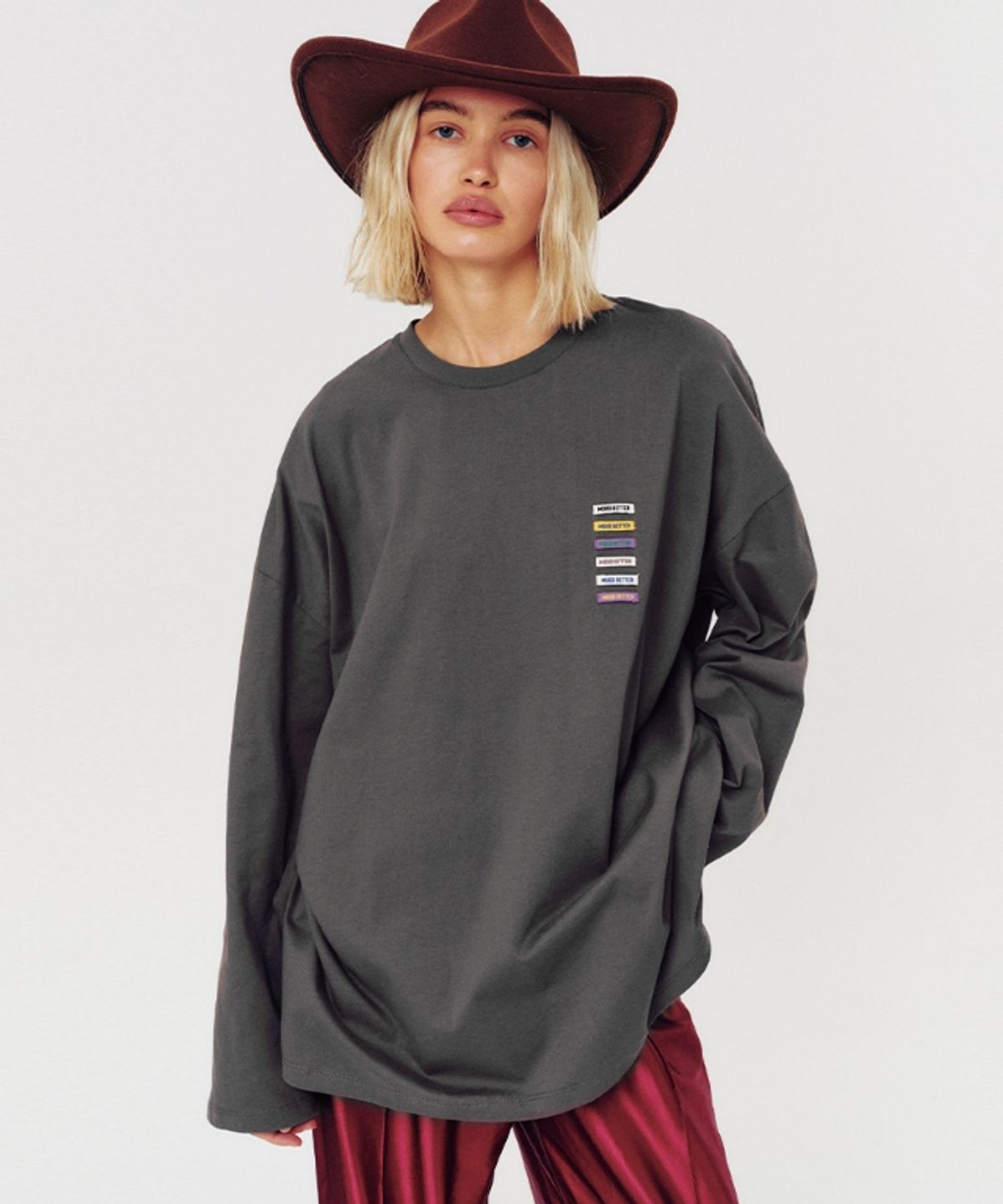 무드베러(MOODBETTER) LABEL POINT LONG SLEEVE CHARCOAL