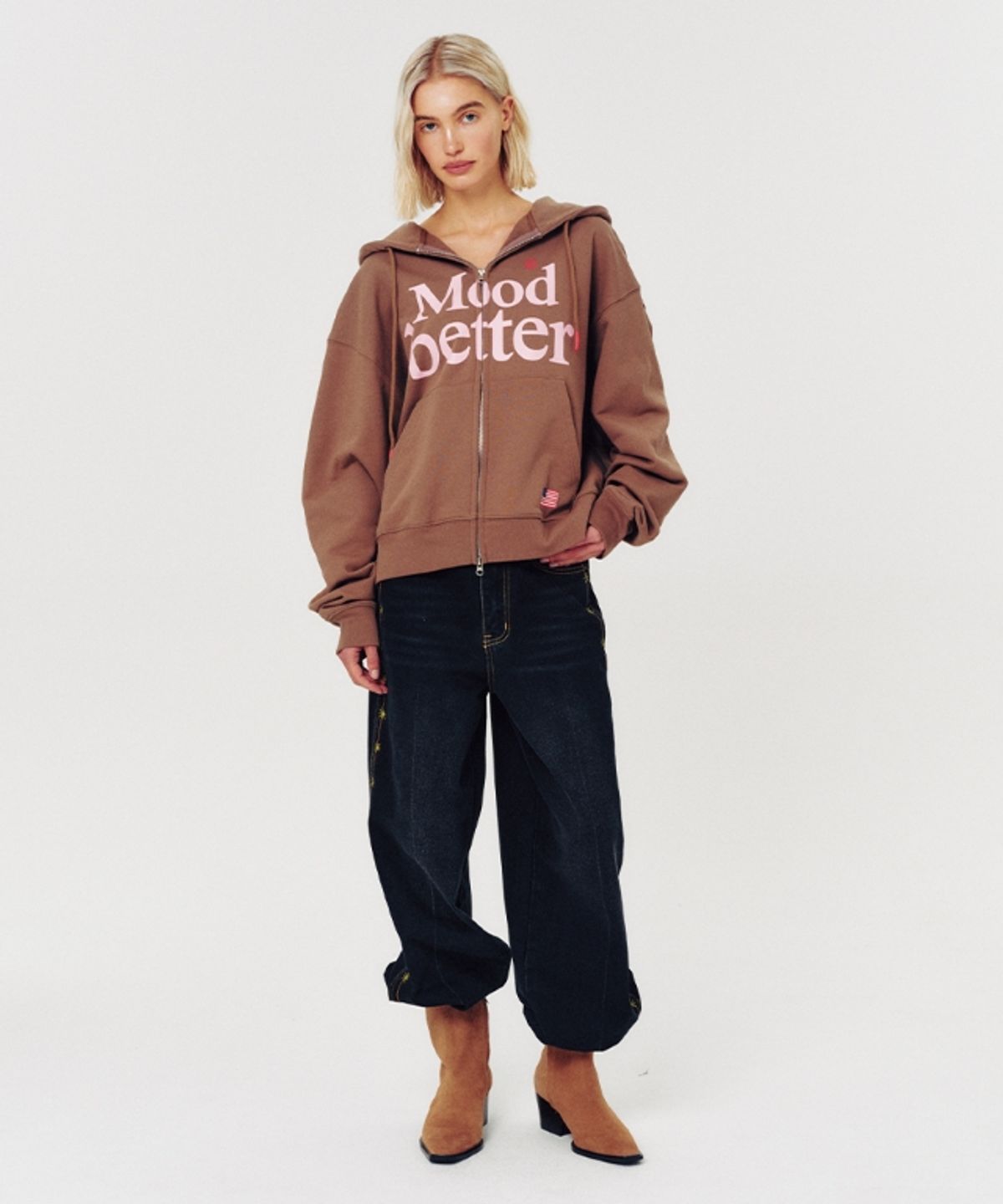 무드베러(MOODBETTER) MOOD HOODED ZIP UP BROWN