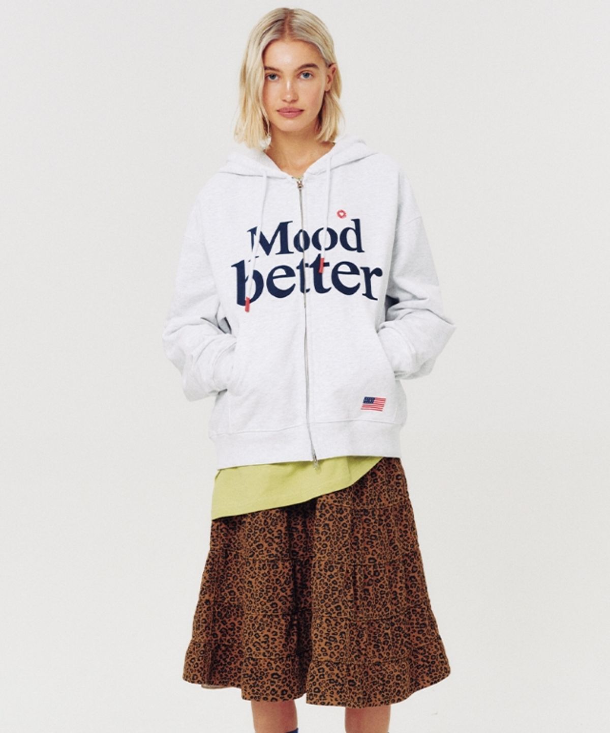 무드베러(MOODBETTER) MOOD HOODED ZIP UP WHITE MELANGE