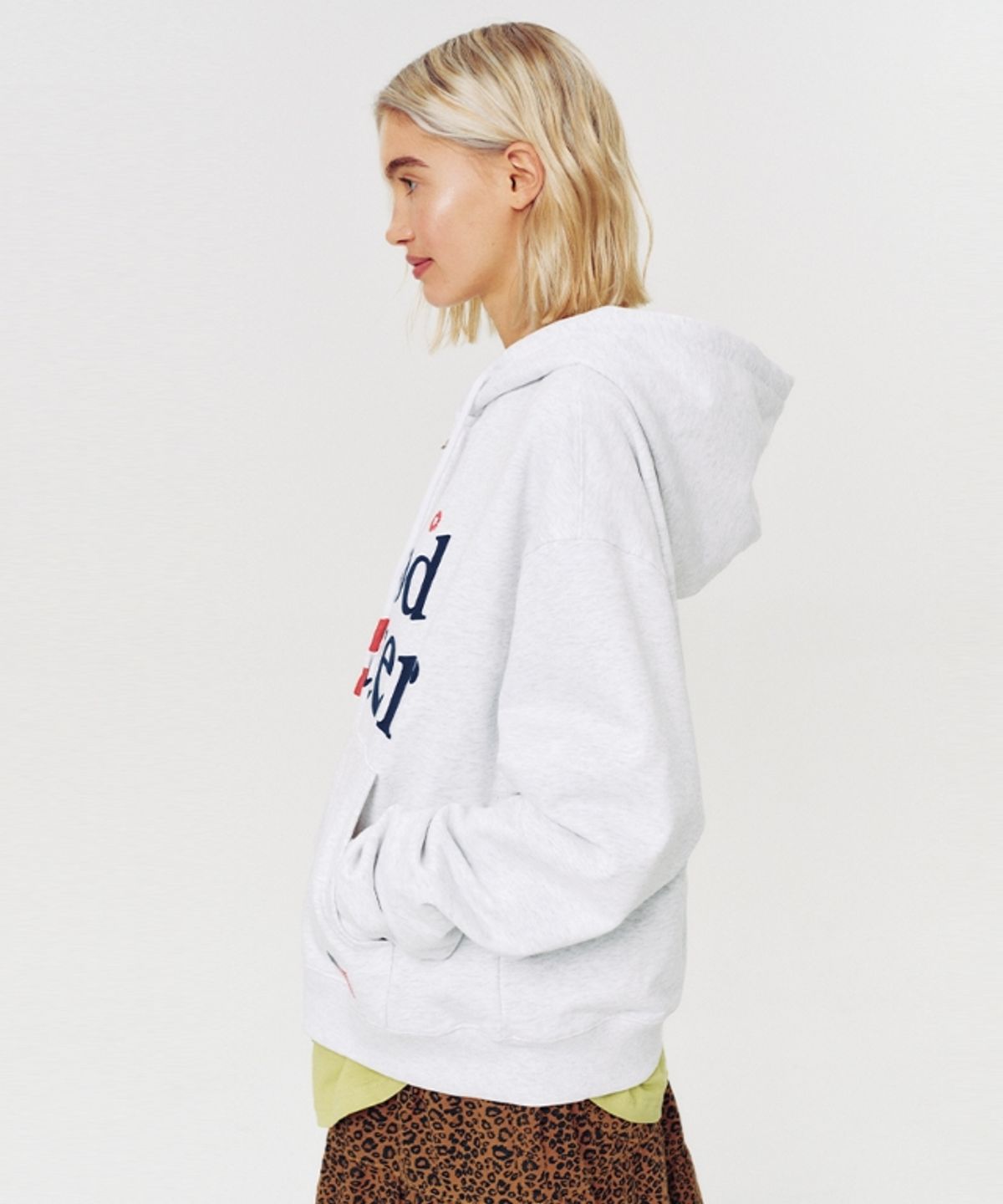무드베러(MOODBETTER) MOOD HOODED ZIP UP WHITE MELANGE