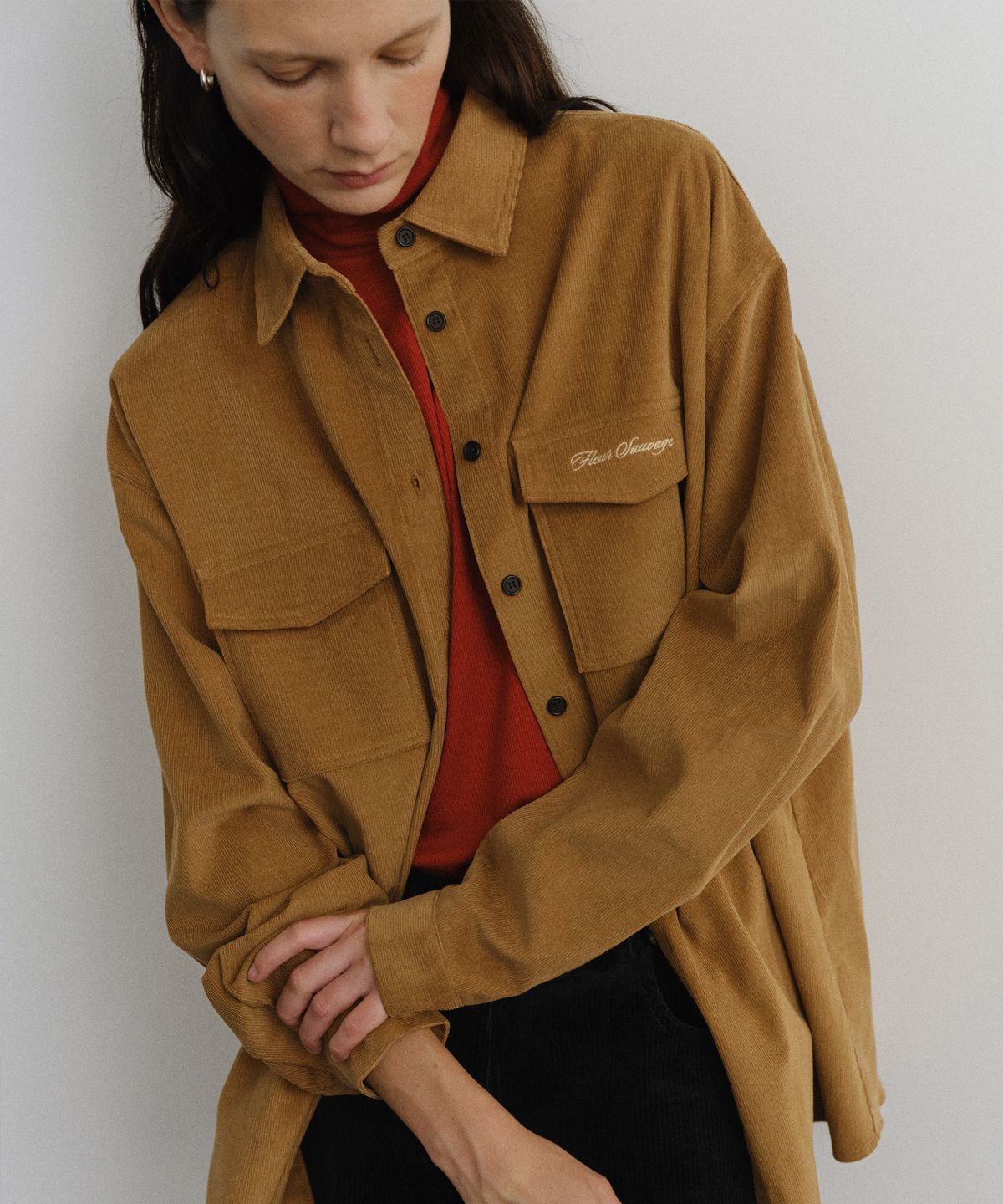 유라고(URAGO) Corduroy flap pocket shirt