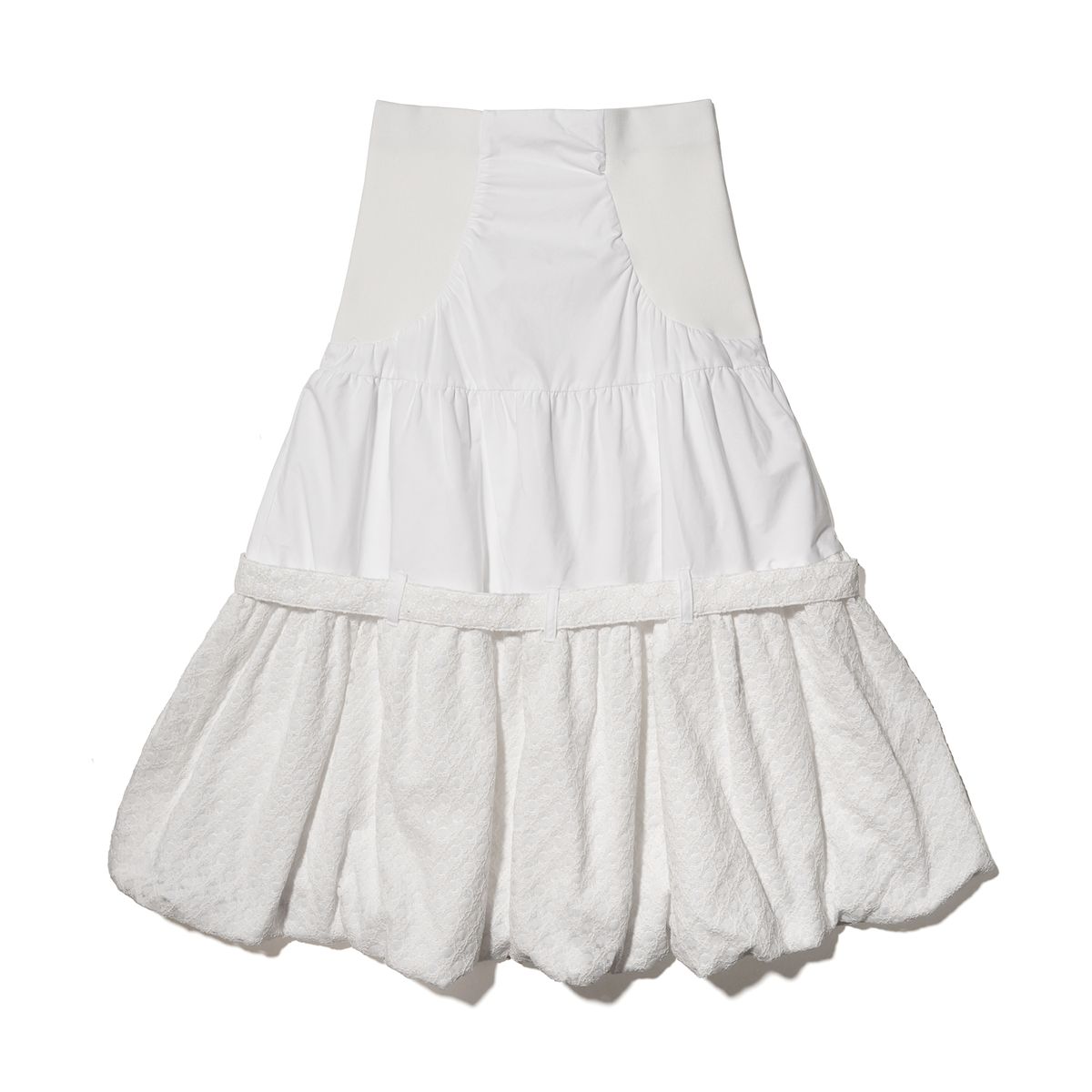 테레루(TERERU) Balloon-Silhouette Maxi Skirt White