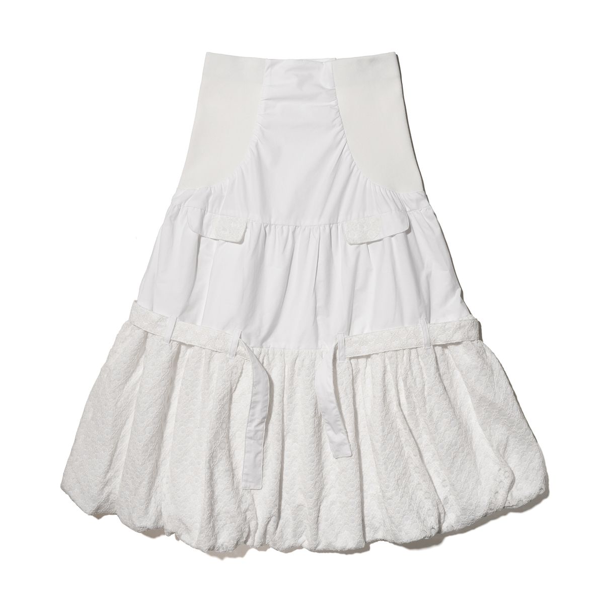 테레루(TERERU) Balloon-Silhouette Maxi Skirt White