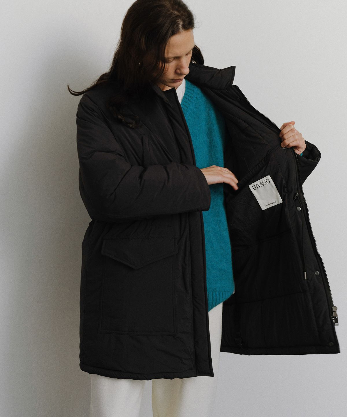 유라고(URAGO) Casual half padded jumper_Black