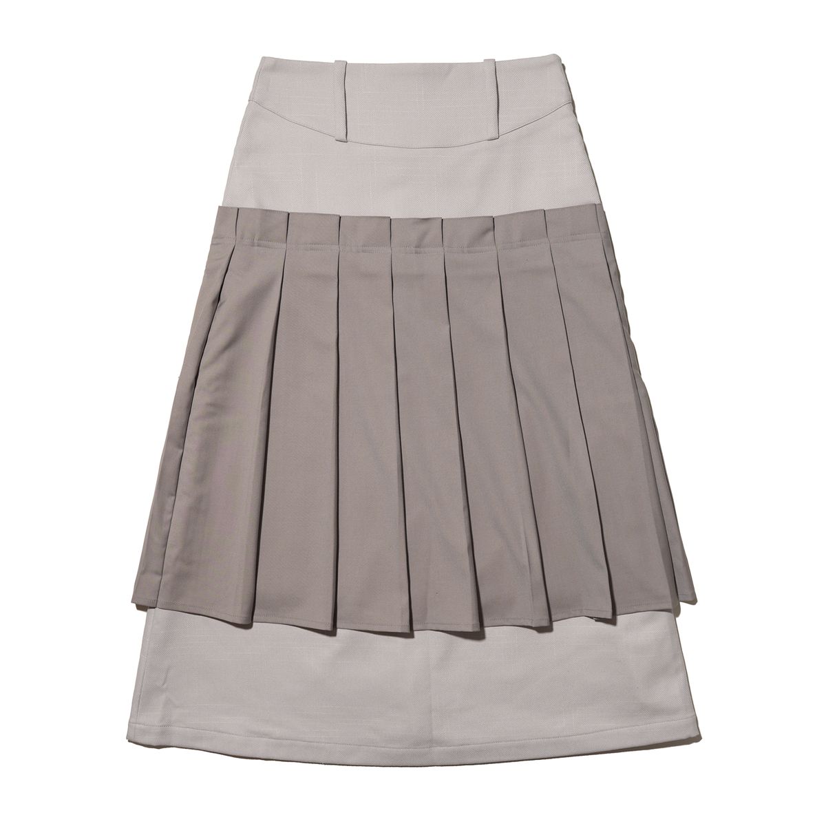 테레루(TERERU) Pleated Layered Skirt Gray