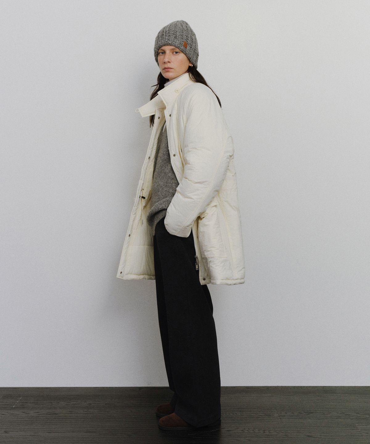 유라고(URAGO) Casual half padded jumper_Cream