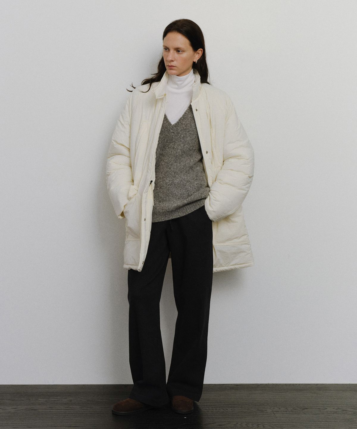 유라고(URAGO) Casual half padded jumper_Cream