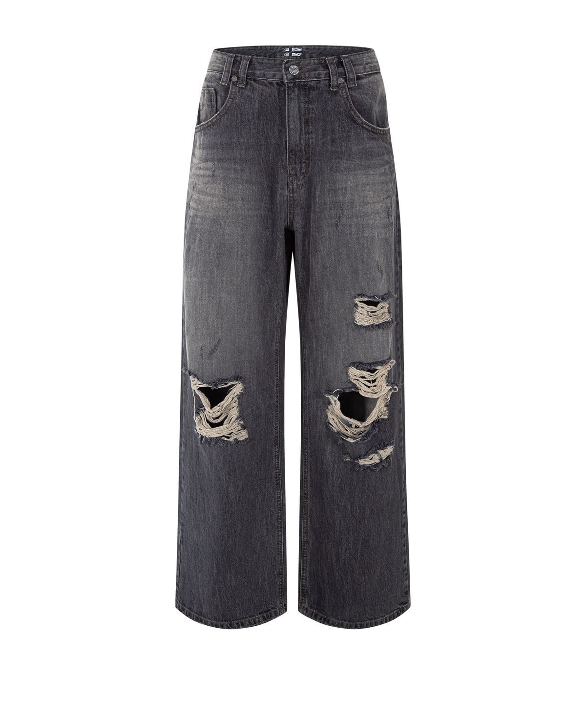 플리즈노팔로우(PLEASENOFOLLOW) Jay Destroyed Wide Denim (Vintage Grey)