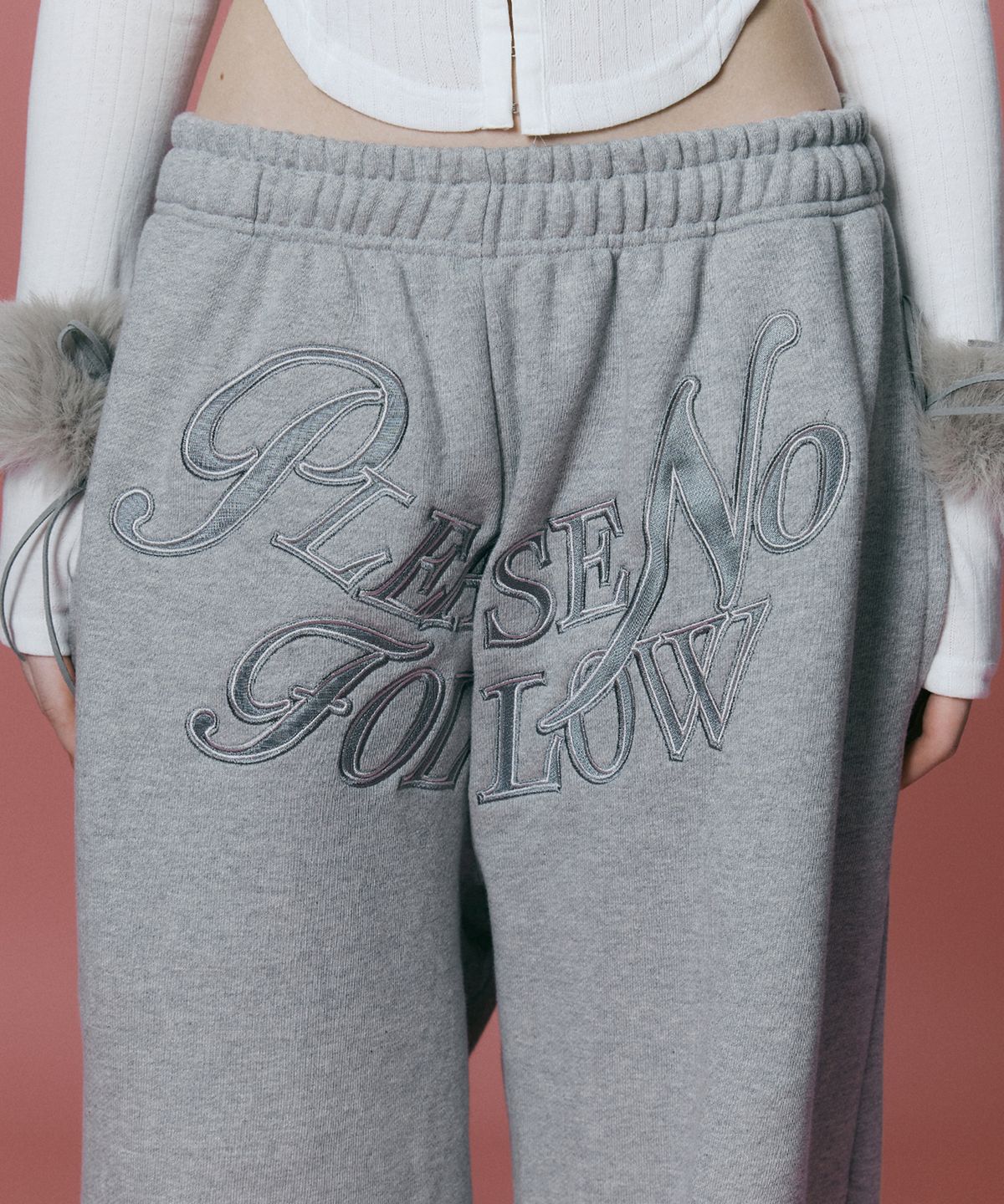 플리즈노팔로우(PLEASENOFOLLOW) Mami Wide Sweat Jogger (Melange Grey)