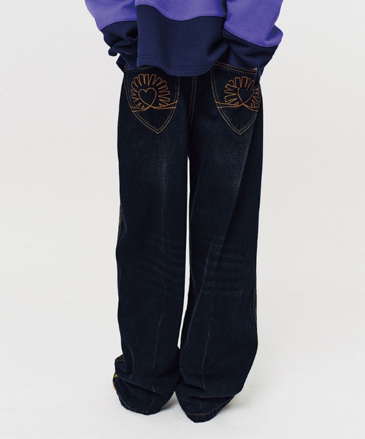 무드베러(MOODBETTER) HANDSTITCH LINE DENIM PANTS BLACK