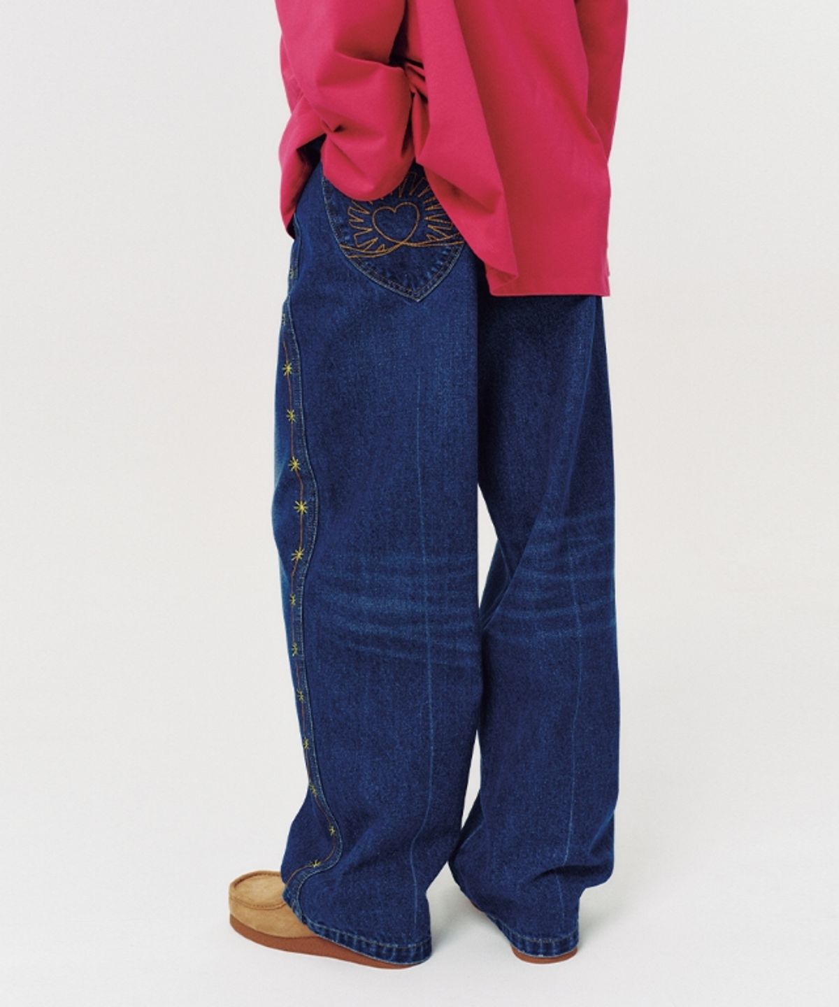 무드베러(MOODBETTER) HANDSTITCH LINE DENIM PANTS BLUE