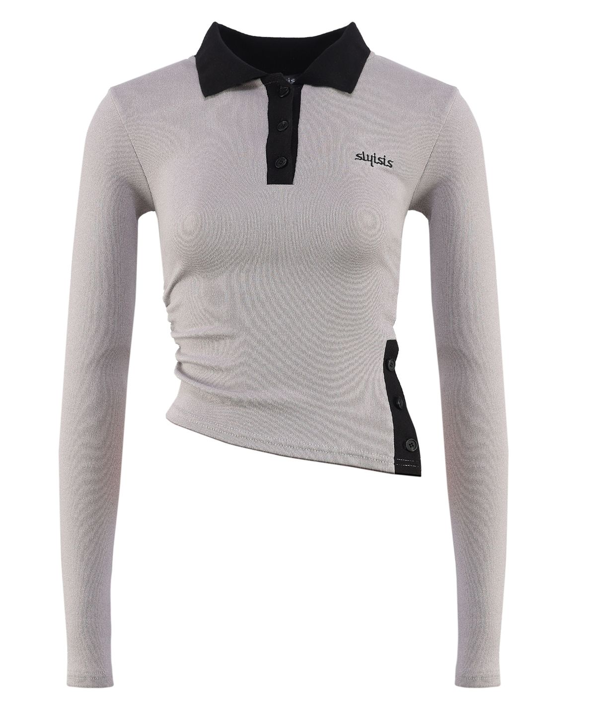 슬리시스(SLYISIS) Unbalance Slit Polo Top (Grey)