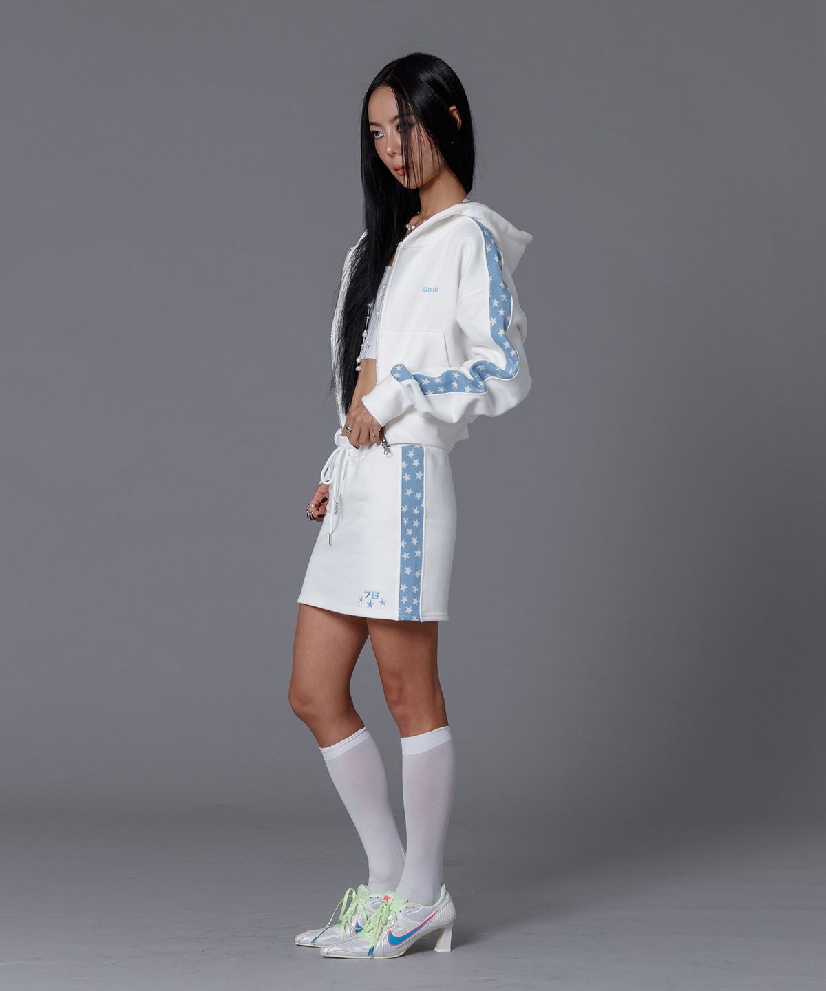 슬리시스(SLYISIS) Star Line Sweat Skirt (Ivory)