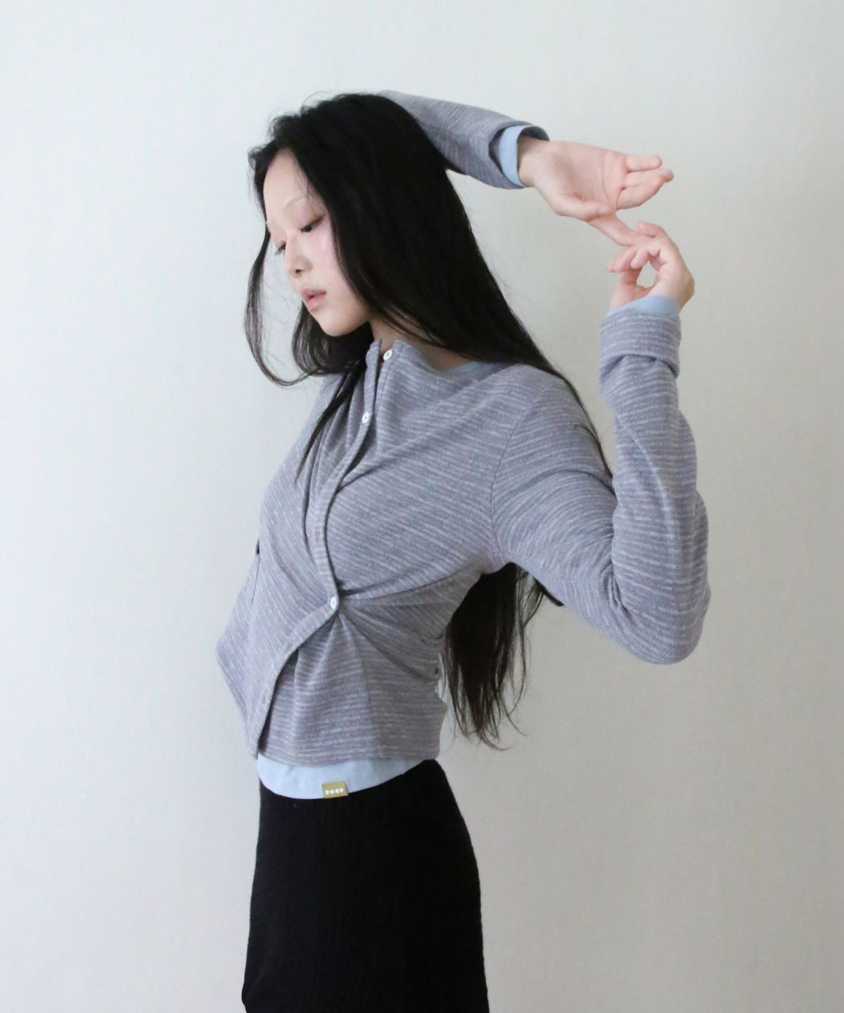 포에브(POEV) Cable Knit Mini Skirt Shorts - Black