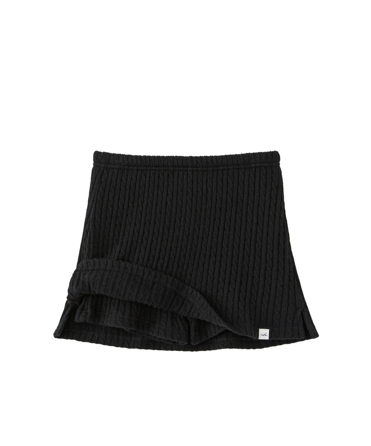 포에브(POEV) Cable Knit Mini Skirt Shorts - Black