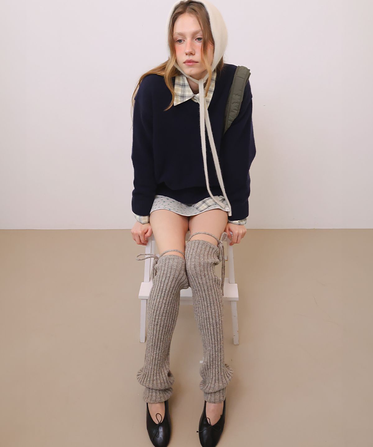 포에브(POEV) Drawstring Leg Warmer - Oatmeal