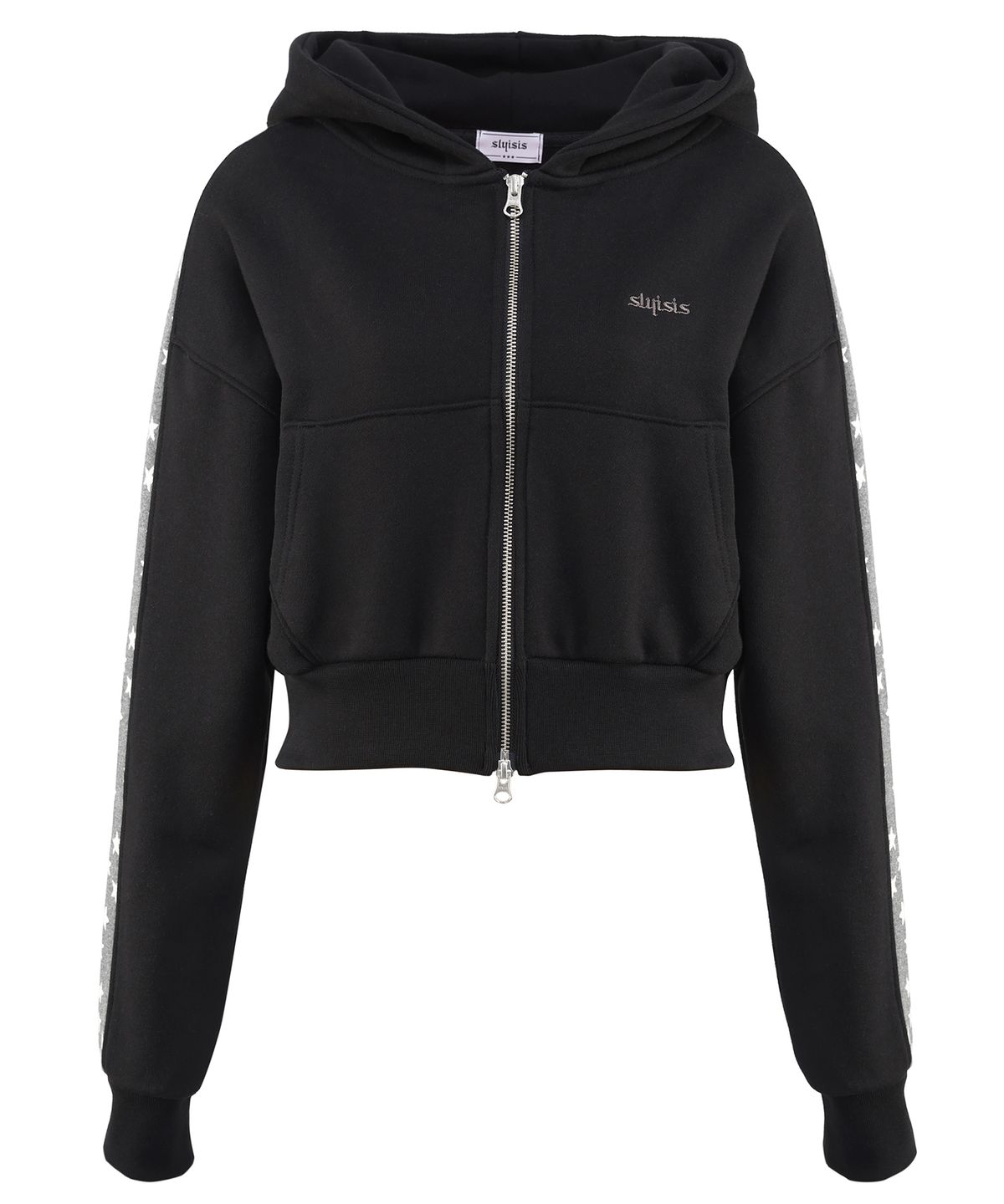 슬리시스(SLYISIS) Star Line Crop Hoodie Zip-up (Black)