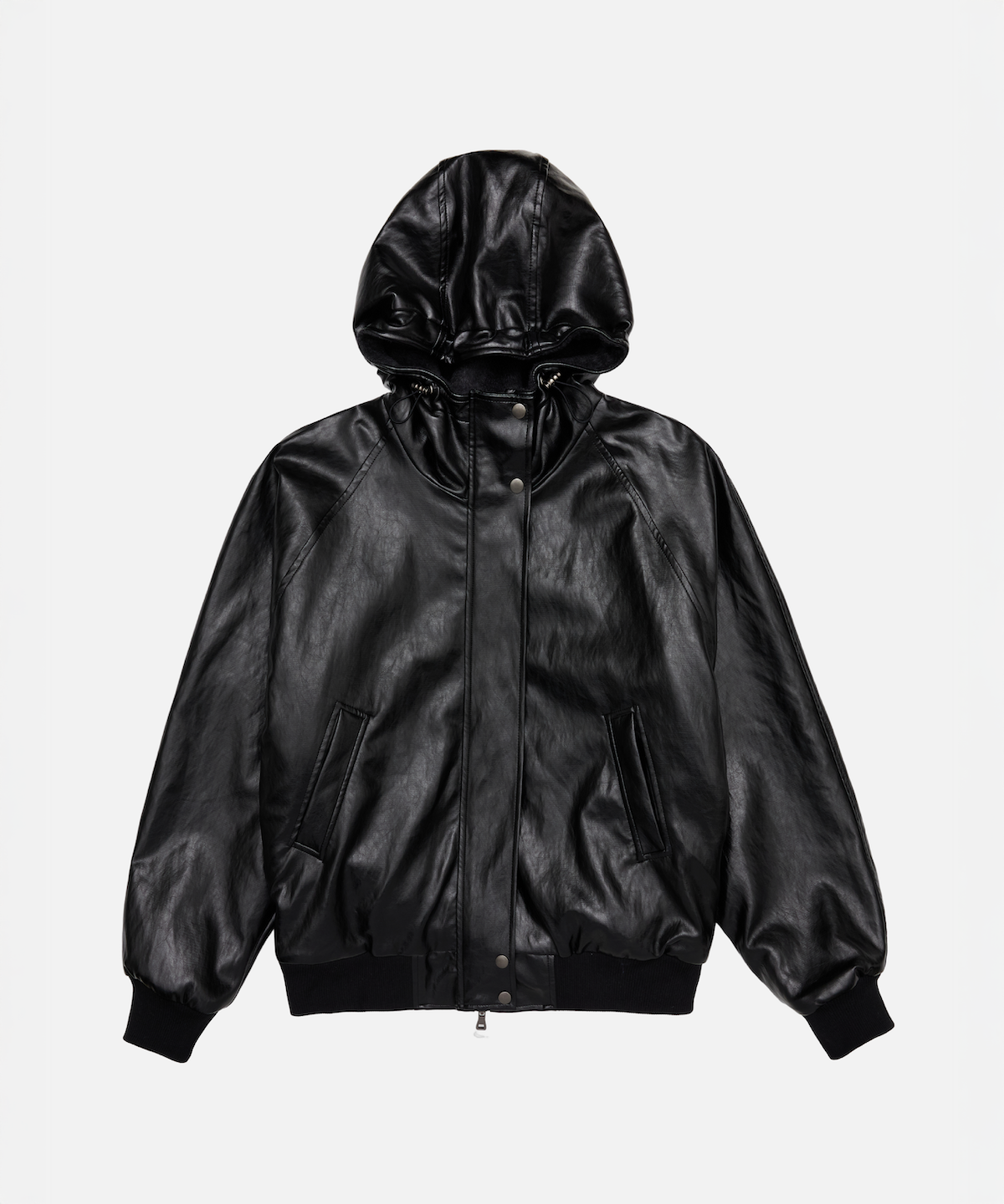 콜아웃뉴이어(CONY) FLEECE LEATHER HOOD BLOUSON JUMPER / BLACK
