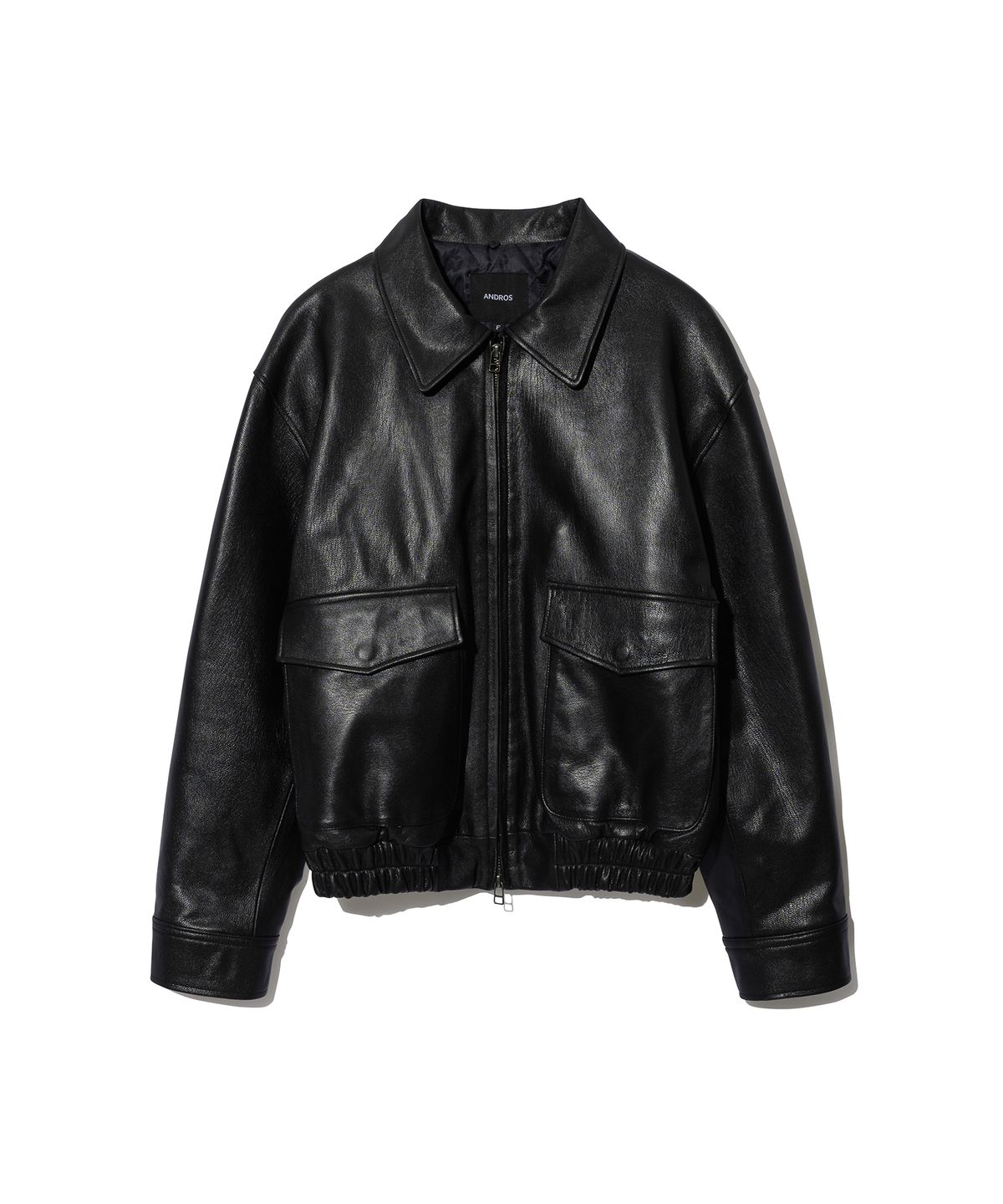 앤드로스(ANDROS) Goat Leather Shearling Collar Jumper (Black)