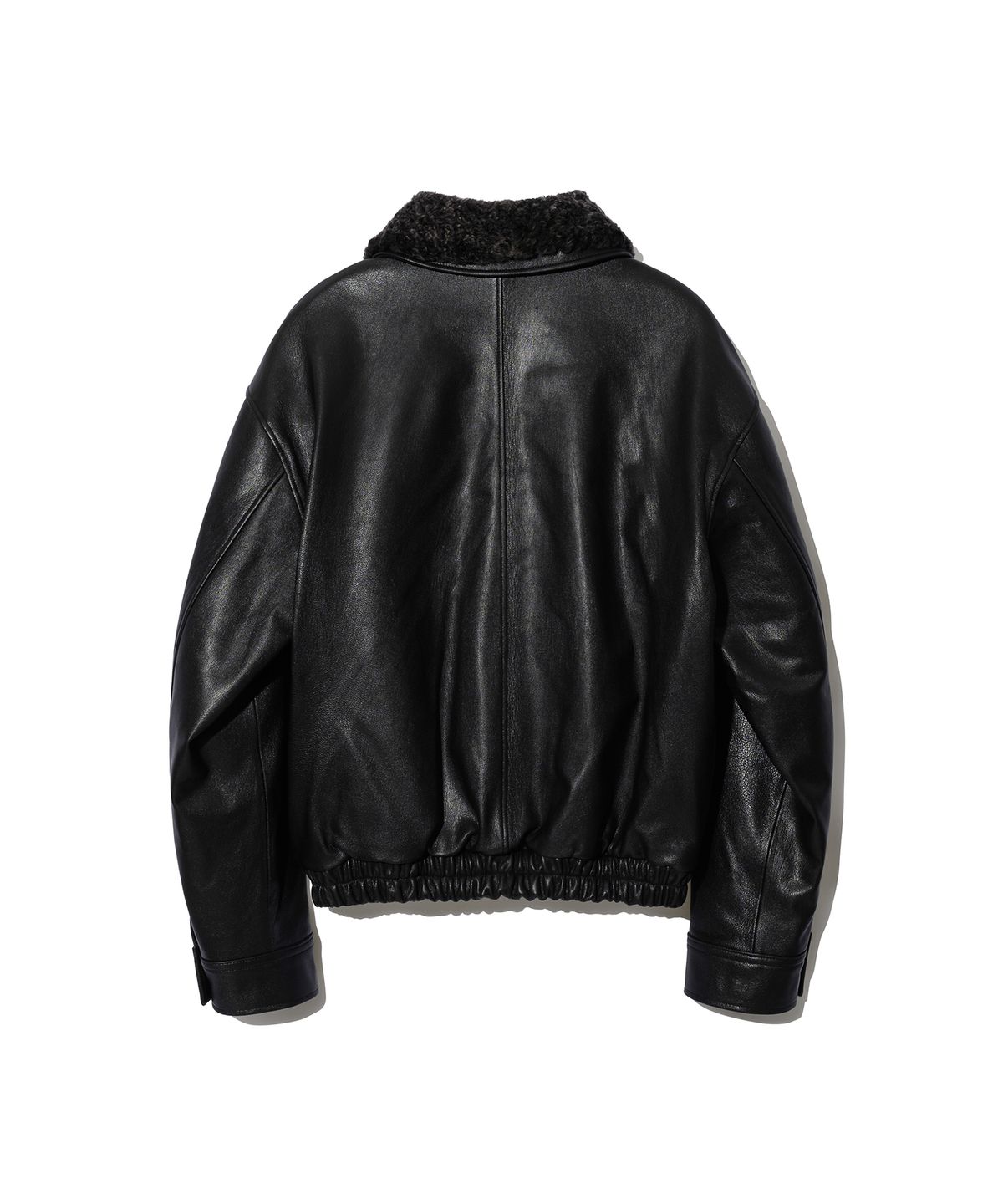 앤드로스(ANDROS) Goat Leather Shearling Collar Jumper (Black)