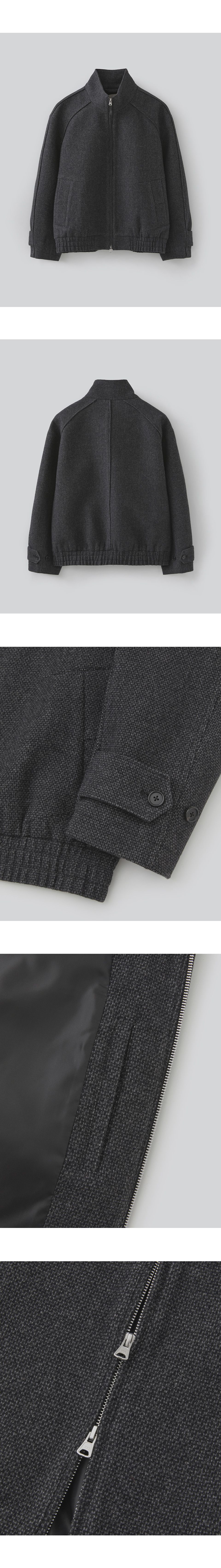 【FABREGAT】Tweed Wool High-Neck Blouson MUSINSA | FABREGAT Tweed Wool High Neck Blouson Jacket (Charcoal)