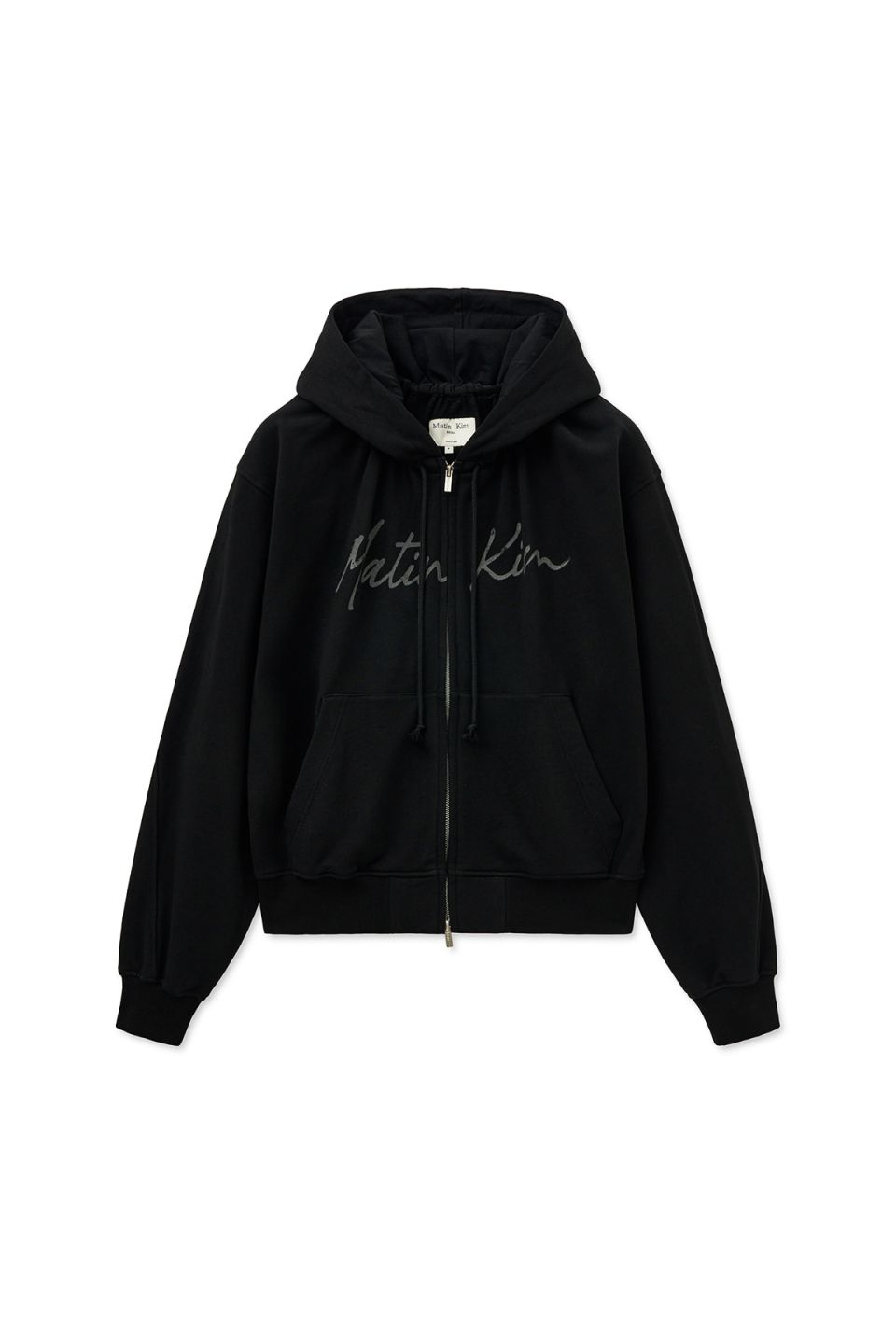 MUSINSA | MATIN KIM DRAWSTRING POINT ZIP UP HOODY IN BLACK