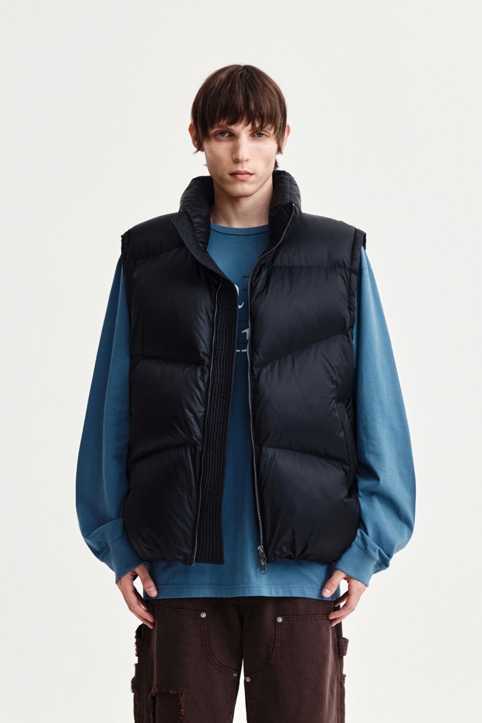 MUSINSA公式 | MATIN KIM UNBALANCE QUILTED DOWN VEST FOR MEN IN BLACK