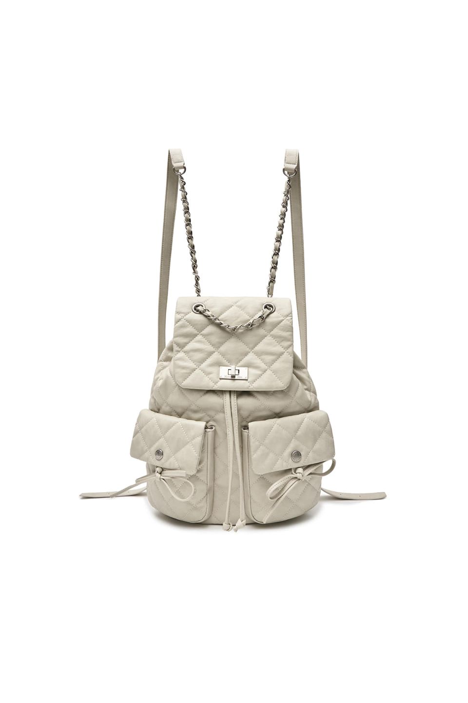 MUSINSA公式 | MATIN KIM DOUBLE POCKET QUILTING BACKPACK IN LIGHT BEIGE