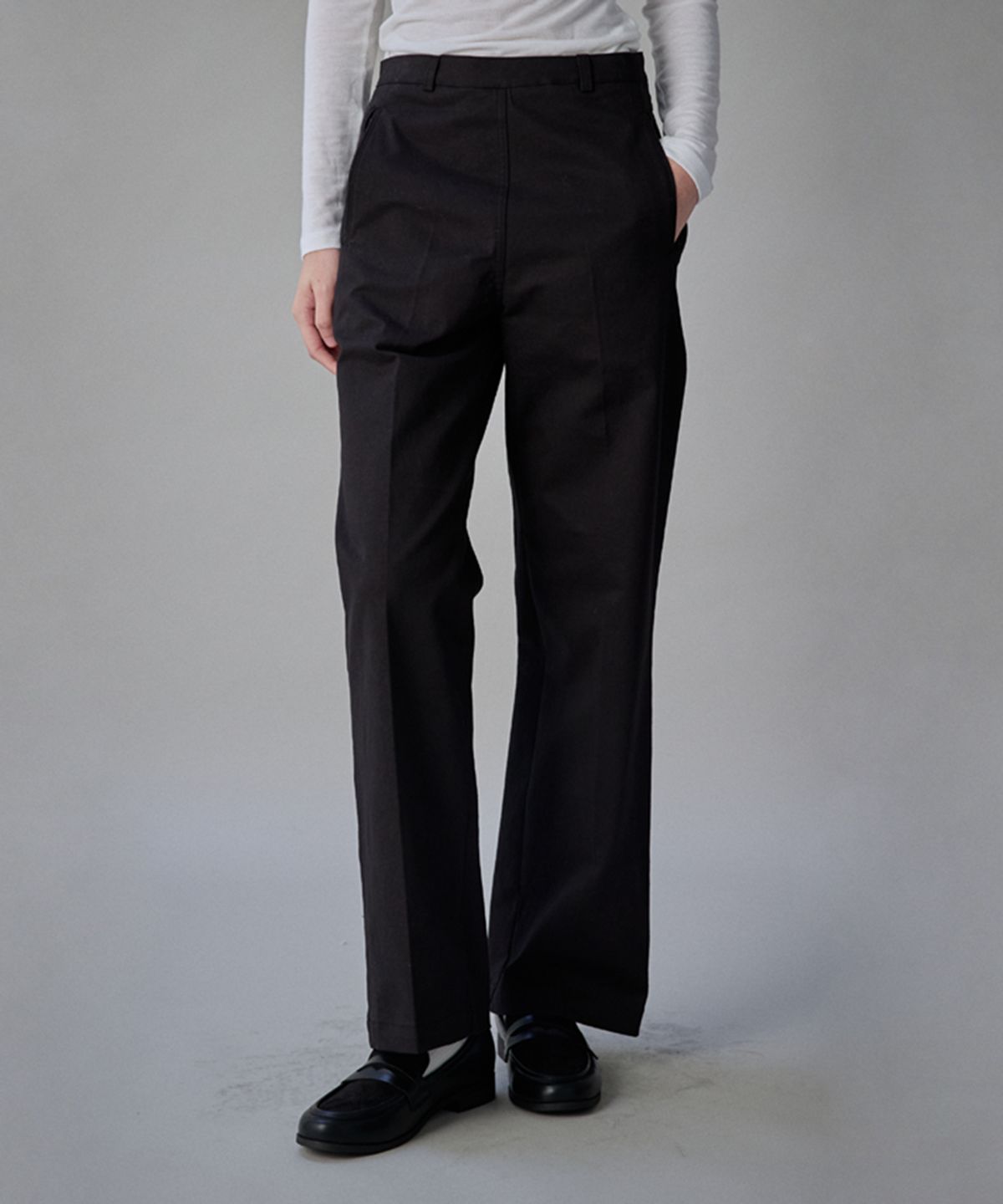 코케트(COQUET) Coquet Structured Line Pants Midnight Black