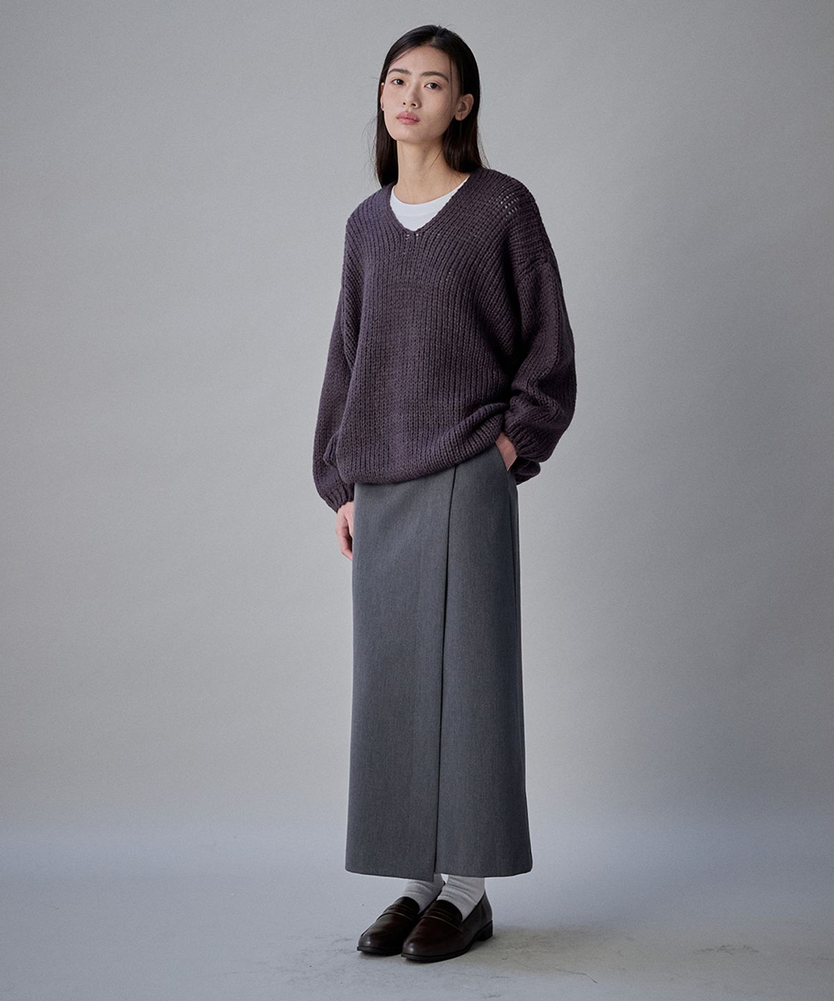 코케트(COQUET) Coquet Layered Wrap Skirt Ash Grey