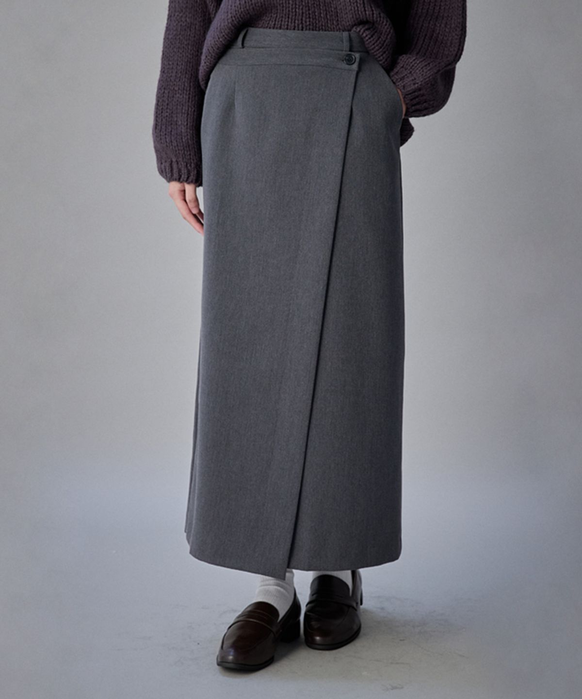 코케트(COQUET) Coquet Layered Wrap Skirt Ash Grey