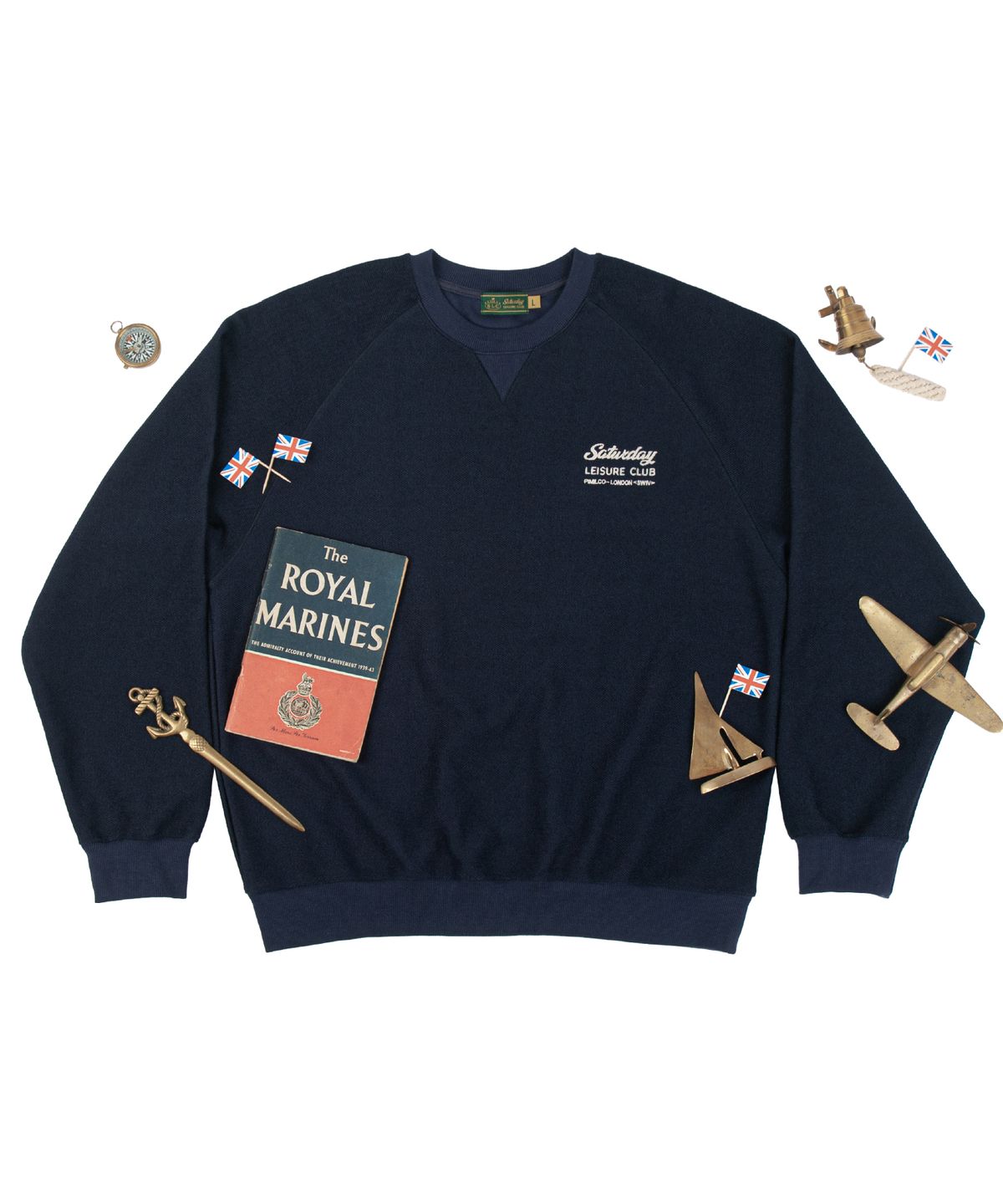 세러데이 레저 클럽(SATURDAY LEISURE CLUB) Leisure Reverse Terry Raglan Sweatshirt (Unisex) - Navy