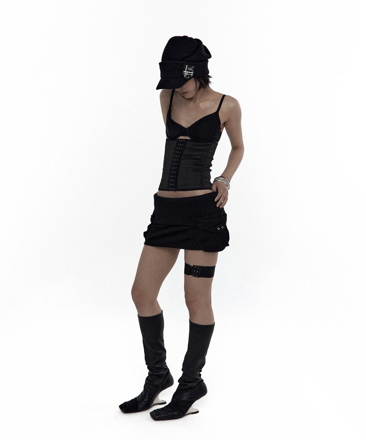 카시코(KASHIKO) Knit Micro Skirt Black