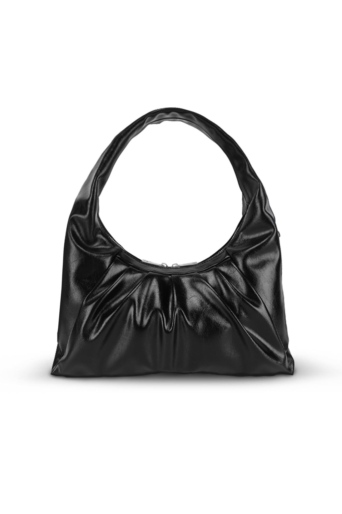 굿토드즈(GOODTOTES) Leather Croissant Hobo Bag - Black