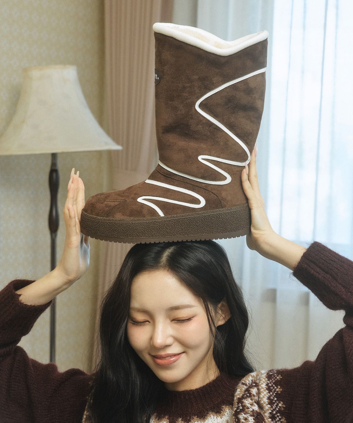 에이티티(ATT) Wave Stitch Fur Mid Boots (att4001)