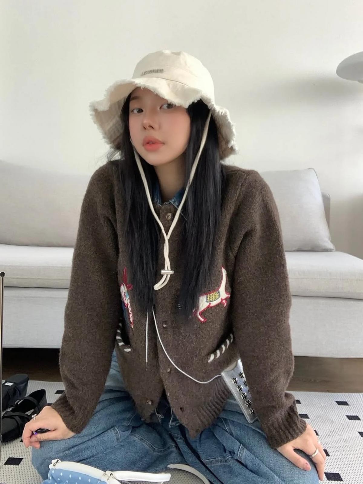 제너럴아이디어(GENERALIDEA) UNISEX 카우보이 크루넥 가디건 [BROWN] / SBE4U04013