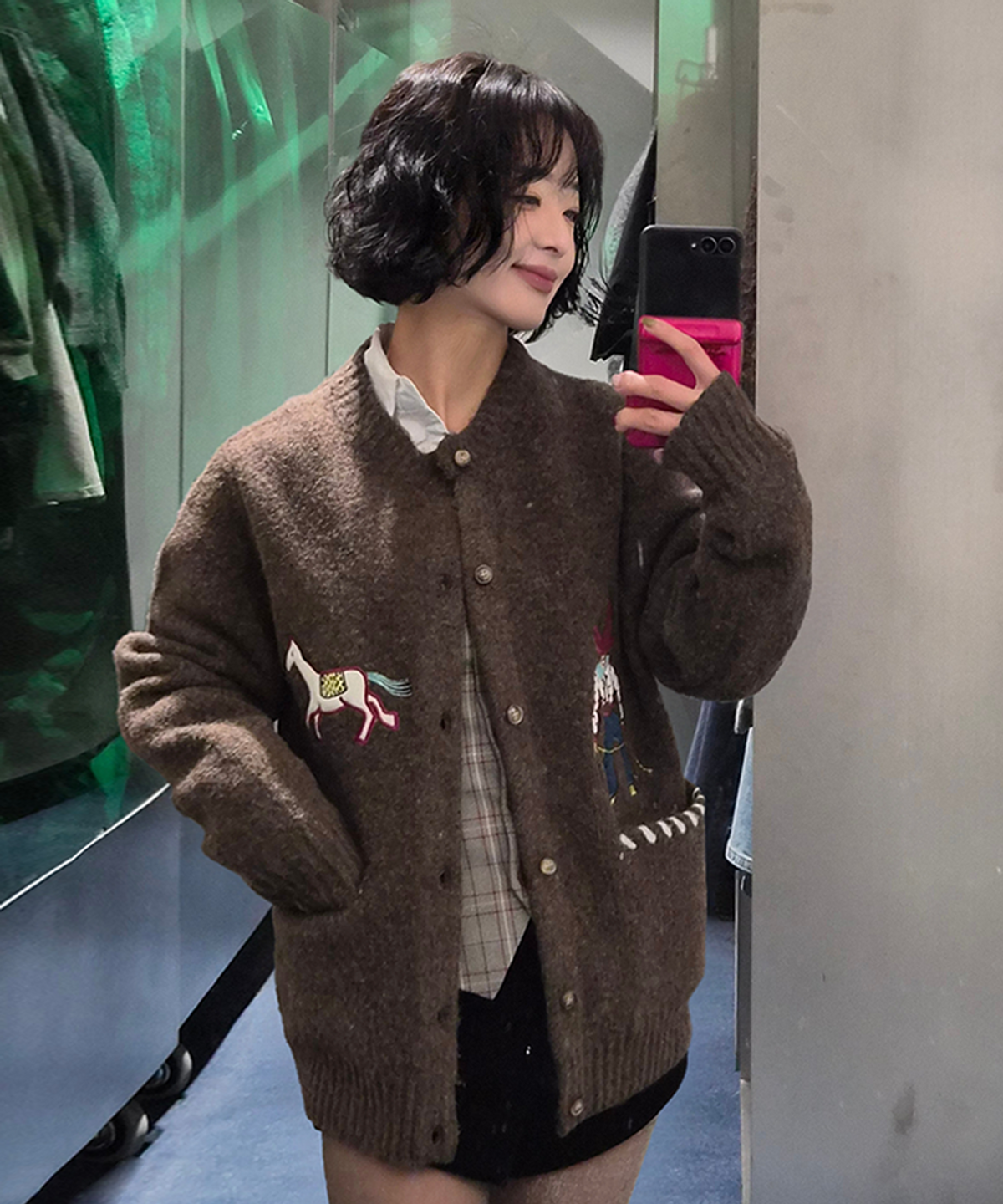 제너럴아이디어(GENERALIDEA) UNISEX 카우보이 크루넥 가디건 [BROWN] / SBE4U04013