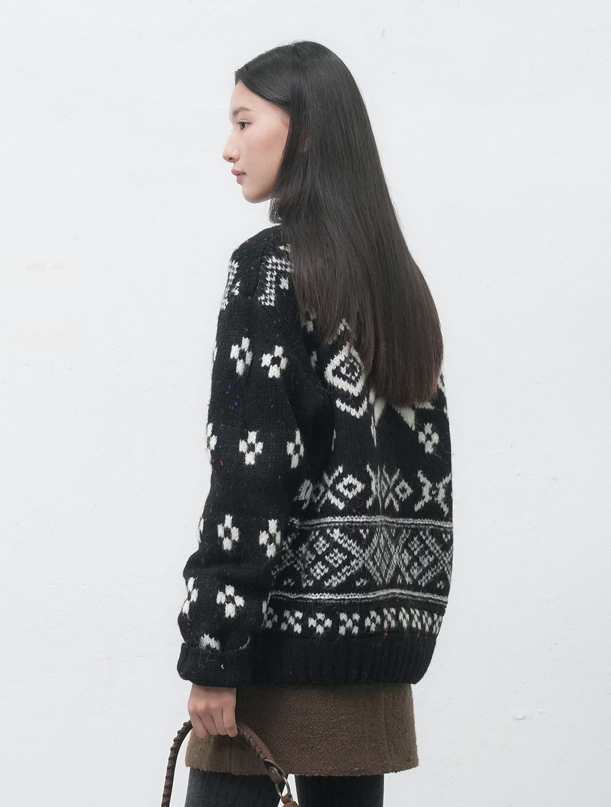제너럴아이디어(GENERALIDEA) UNISEX 하이넥 노르딕 집업 가디건 [BLACK] / SBE4U04017