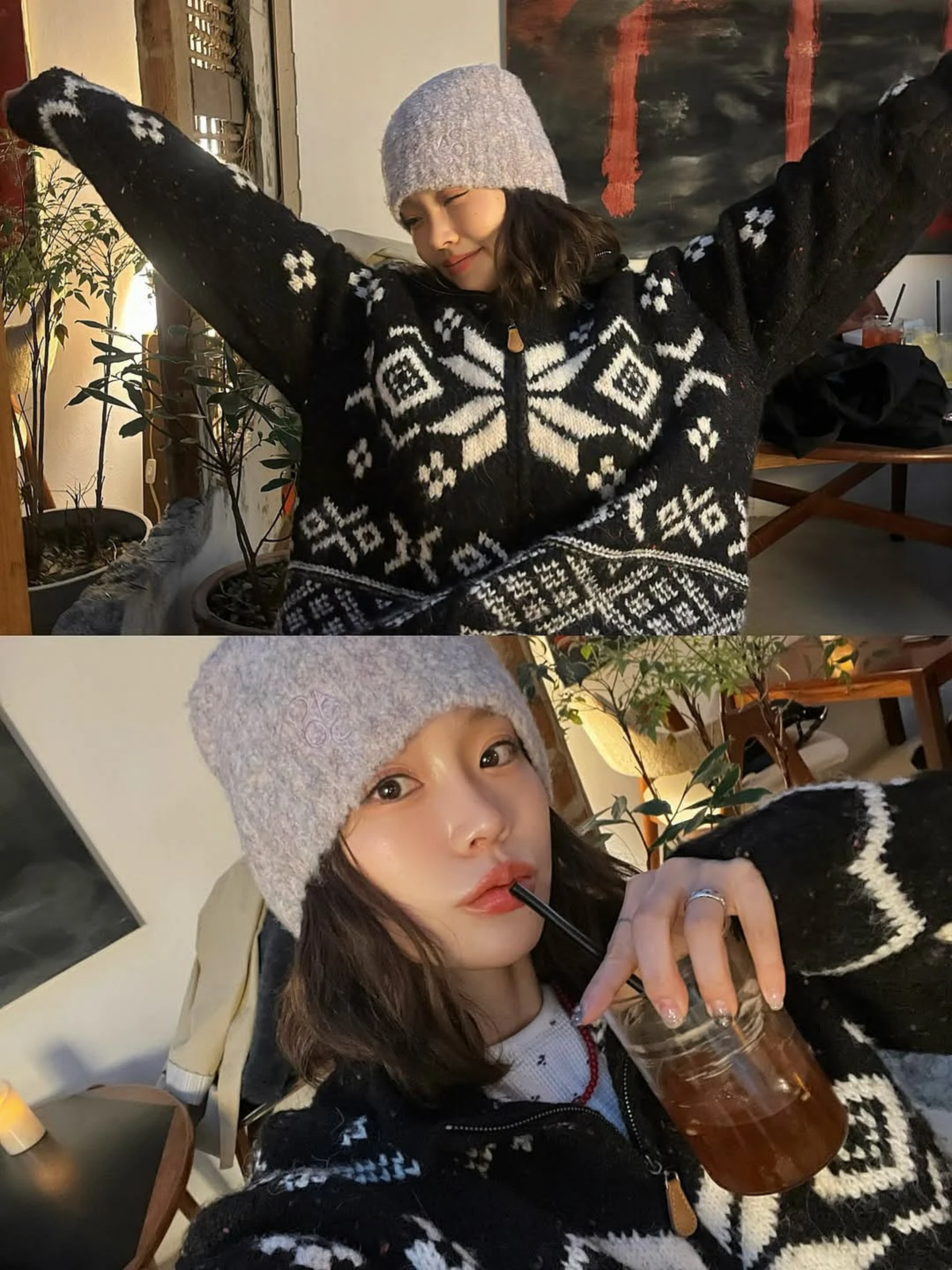 제너럴아이디어(GENERALIDEA) UNISEX 하이넥 노르딕 집업 가디건 [BLACK] / SBE4U04017