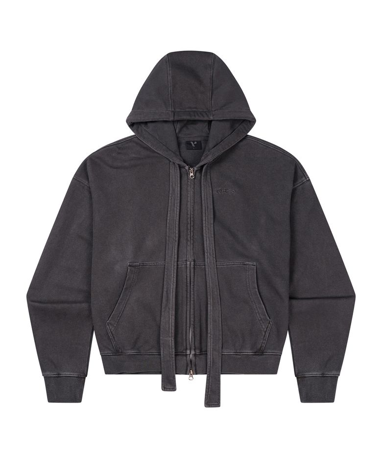Small logo Ribbon Zip-up Charcoal