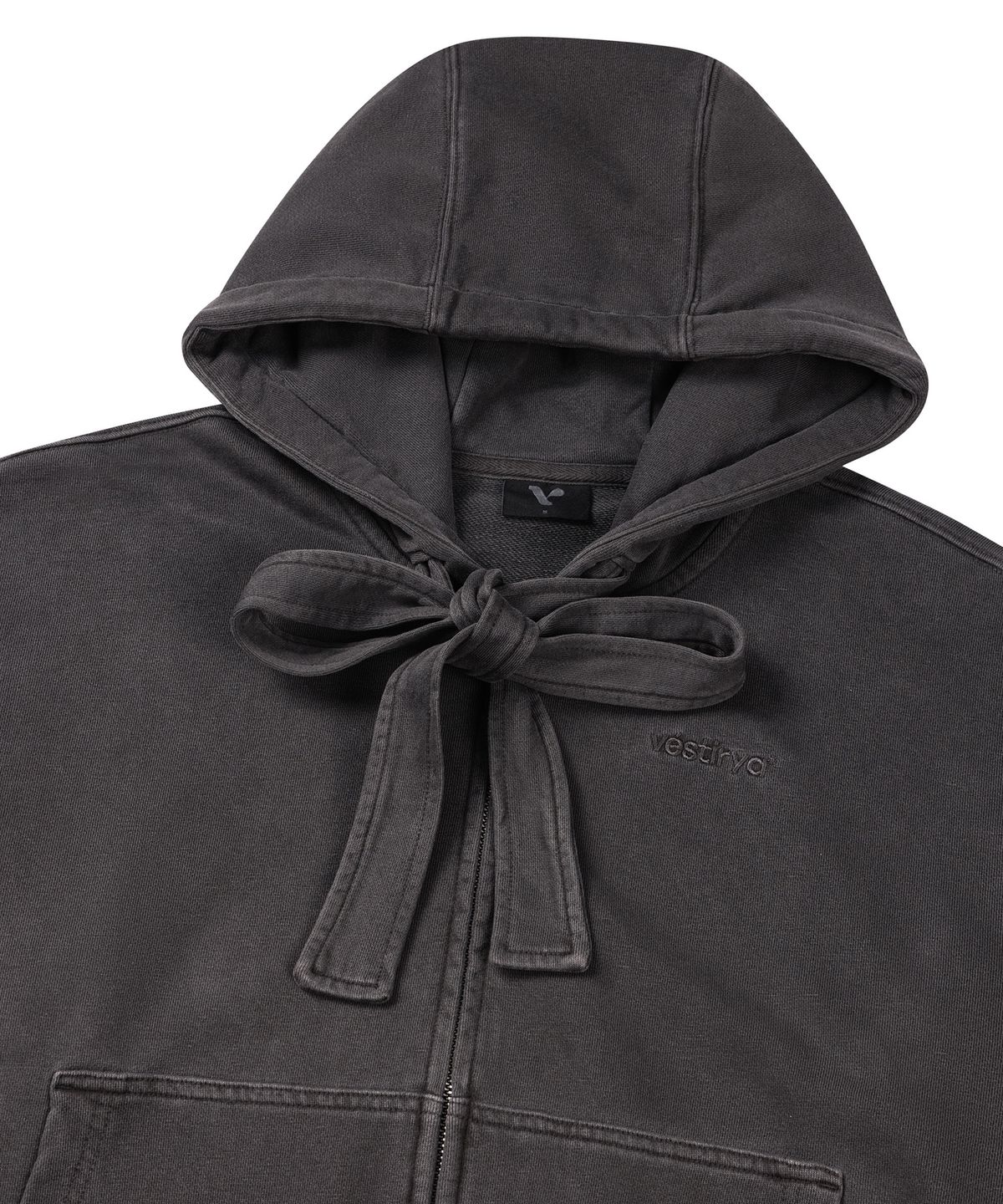 베스티리아(VESTIRYA) Small logo Ribbon Zip-up Charcoal