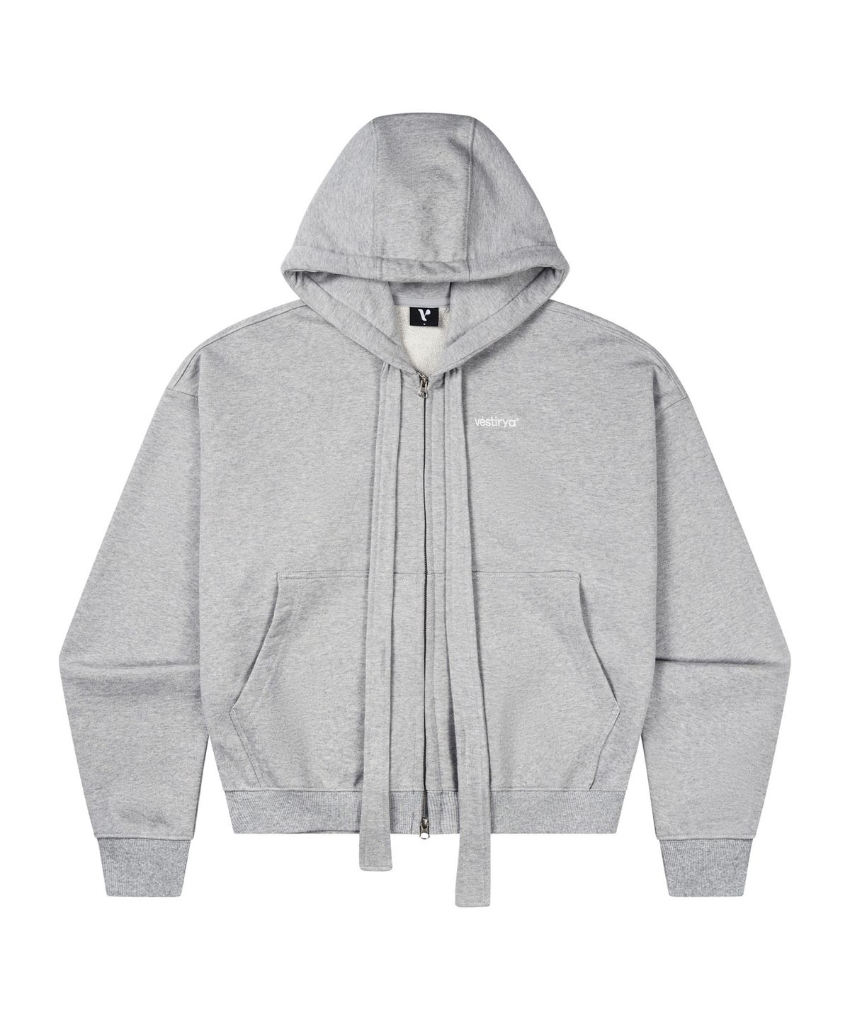 베스티리아(VESTIRYA) Small logo Ribbon Zip-up Gray